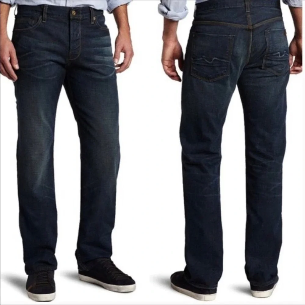 7 For All Mankind Mens Dark Wash Straight Leg Denim Jeans